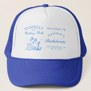 Casquette Coquillages bleus rétro et cloches Mariages Bachel