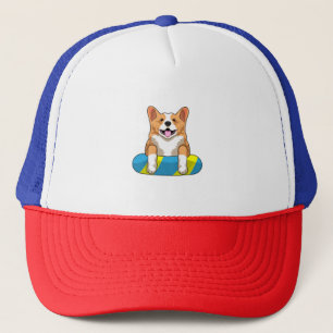 Casquette Corgi gallois à la nage avec planche