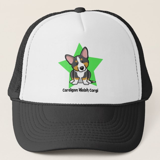 Casquette Corgi noir et bronzage d'étoile de Kawaii de (Devant)