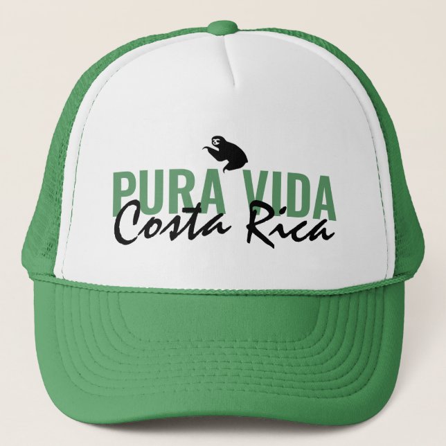 Casquette Costa Rica Pura Vida Sloth Hommes Vert (Devant)