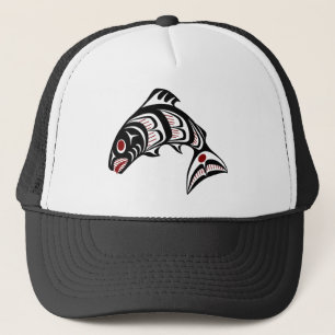 Casquette Côte du Pacifique Nord-Ouest saumon artistique haï