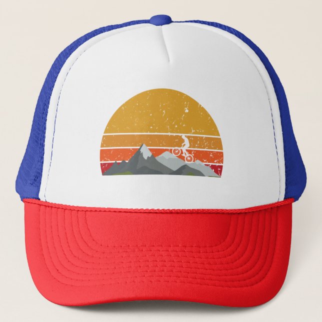 Casquette Coucher de soleil rétro en VTT les années 70 vélo  (Devant)