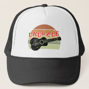 Casquette Coucher de soleil rétro Ukulele Dessin désaffecté