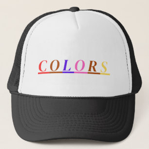 Casquette COULEURS Texte imprimé avec chaque lettre en multi