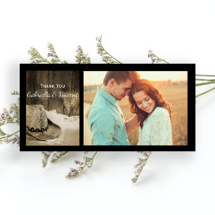 Casquette Cowboy et Barn Wood Merci Mariage occide