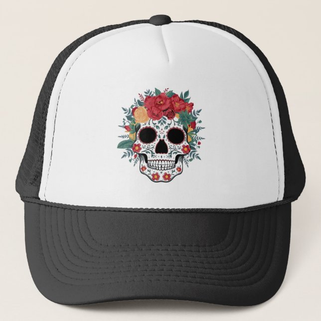 Casquette crâne à sucre floral (Devant)