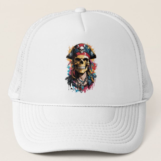 Casquette Crâne de pirate coloré (Devant)