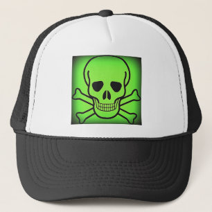 CASQUETTE CRÂNE ET COPIE VERTS AU NÉON D'OS CROISÉS