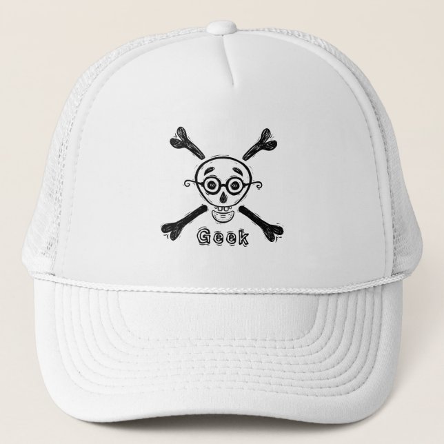 Casquette Crâne geek avec lunettes personnalisées (Devant)