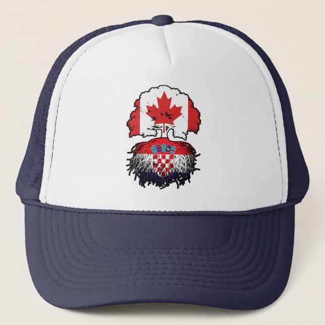 Casquette Croatie Drapeau canadien croate des racines d'arbr (Devant)