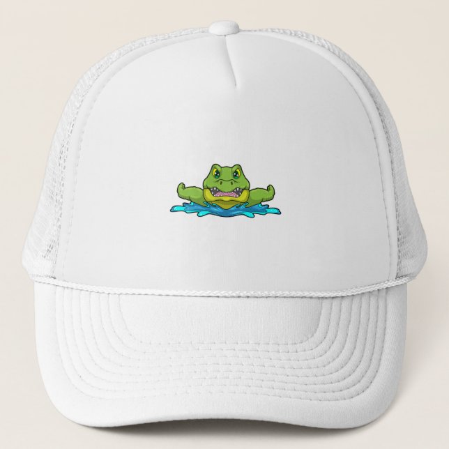 Casquette Crocodile à nager dans l'eau (Devant)