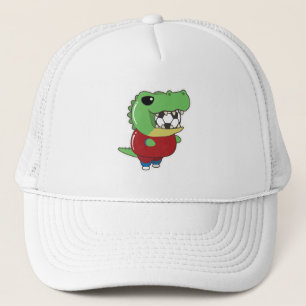 Casquette Crocodile comme joueur de football avec balle de f