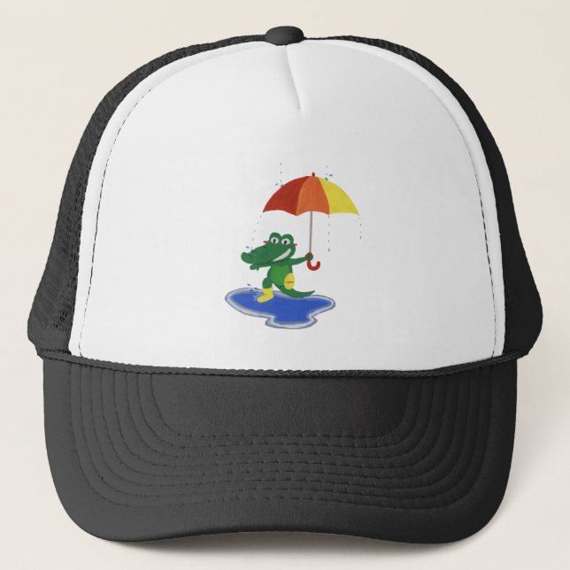 Casquette Crocodile mignon sous la pluie (Devant)