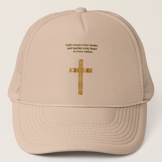 Casquette Croix chrétienne de foi d'or avec l'énonciation (Devant)