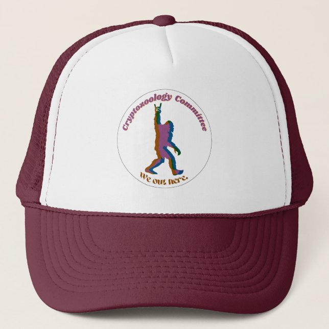 Casquette Cryptozoologie Bigfoot Retro Police Maroon & Orang (Devant)
