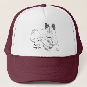 Casquette Cute akita et peluche ours chien art maroon