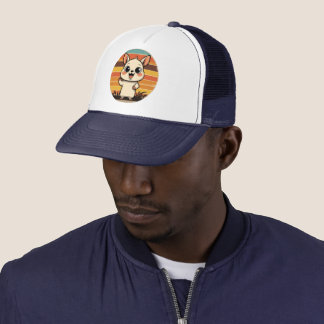 Casquette Cute animal de dessin dans Retro Sunset Trucker Ch