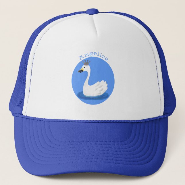 Casquette Cute cygne blanc avec dessin de la couronne (Devant)