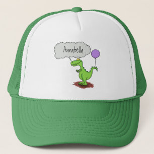 Casquette Cute fire breathing green funny dragon cartoon