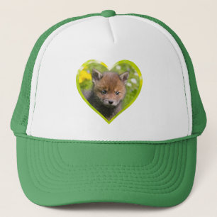Casquette Cute Fluffy Red Fox Wild Baby Animal Photo coeur