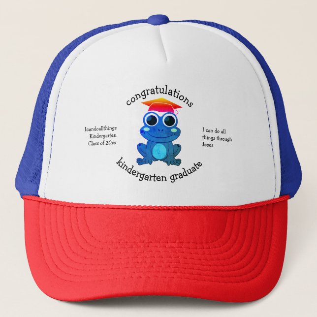 Casquette Cute Frog Diplôme de maternelle personnalisé (Devant)