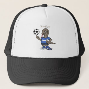 Casquette Cute funny Komodo dragon playing soccer cartoon