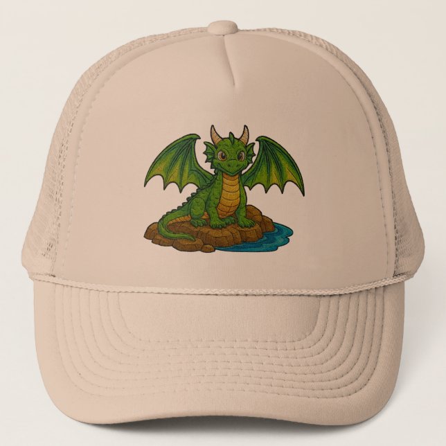 Casquette Cute green dragon (Devant)