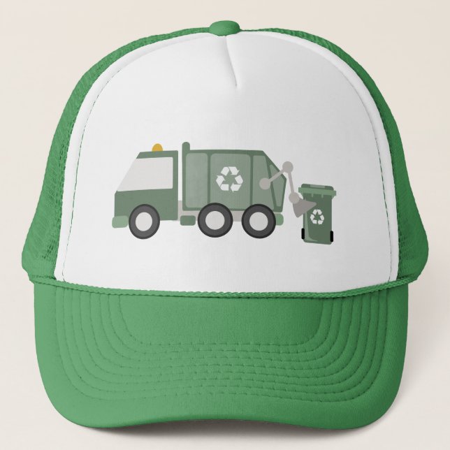 Casquette Cute Green Recycling Camion Véhicules Enfants Anni (Devant)