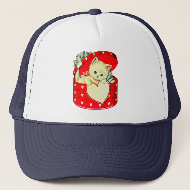 Casquette Cute Kitten Coeur Vintage Chat Retro Kitty (Devant)