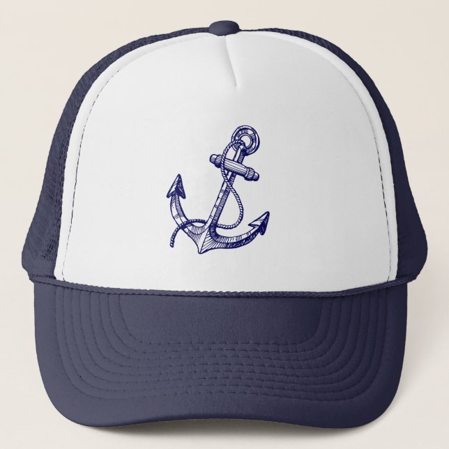 Casquette Cute Navy Blue Nautical Boat Ancre 3 (Devant)