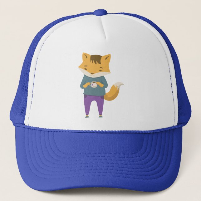 Casquette Cute renard avec tasse de thé (Devant)