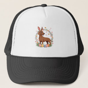Casquette Dachshund de Pâques vintage lapin chien avec œuf f