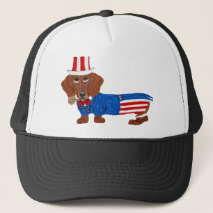 Casquette Dachshund en costume d'Oncle Sam