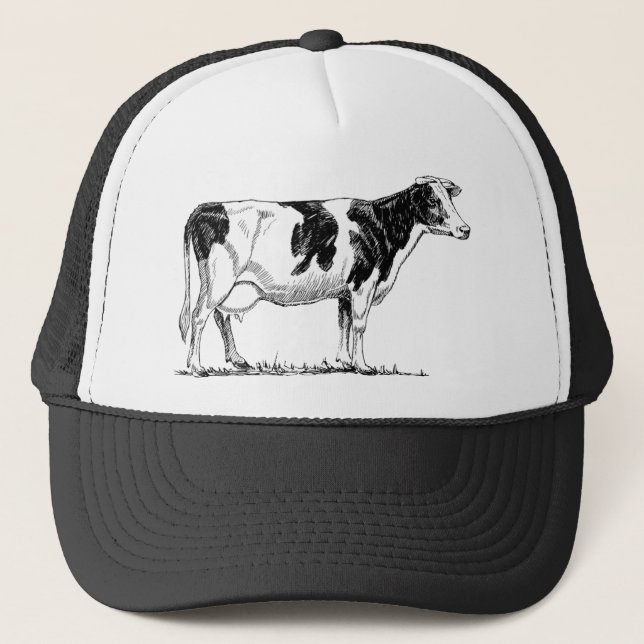 Casquette Dairy Cow Holstein Dessin au crayon de Frésie (Devant)