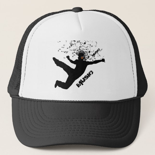 Casquette Dancing Man, Black Silhouette Musique Concept Desi (Devant)