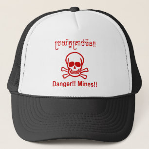 Casquette Danger ! ! Les mines ! ! SYMBOLE ☠ Cambodgien Khme