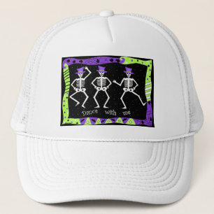 Casquette Danse squelettique blanche noire d'os de Halloween