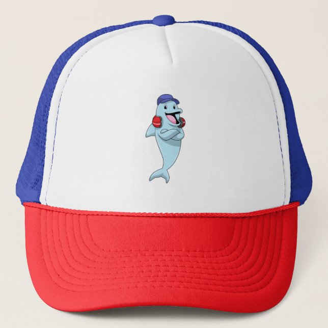 Casquette Dauphin à l'écoute de la musique (Devant)