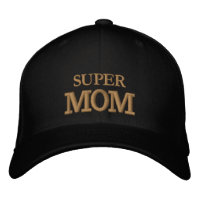 Casquette de baseball brodée SUPER MOM or / noir