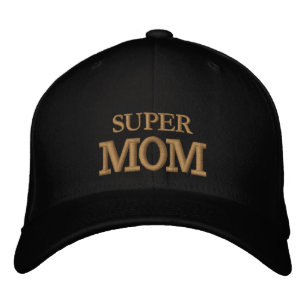 Casquette de baseball brodée SUPER MOM or / noir
