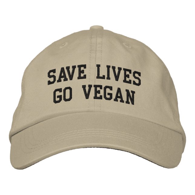 Casquette de baseball de Vegan (texte noir) (Devant)