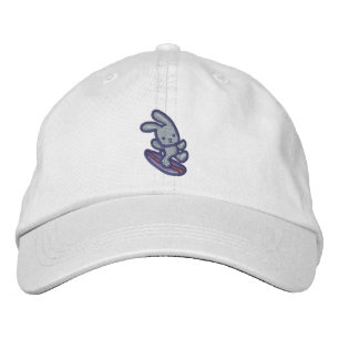 Casquette de baseball lapin gris brodé de surf