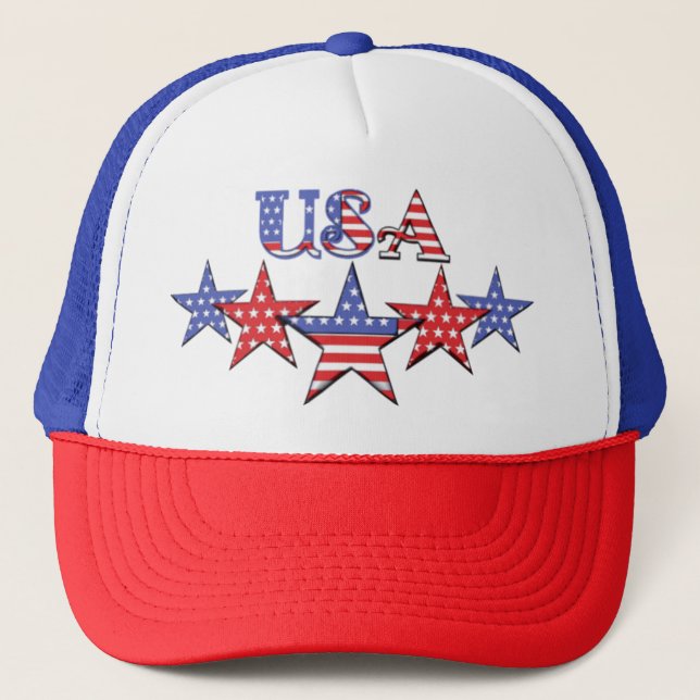 Casquette de baseball patriotique rouge, blanc et  (Devant)