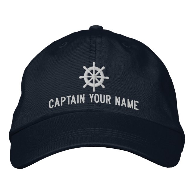 Casquette de bateau sur mesure avec roue de bateau (Devant)