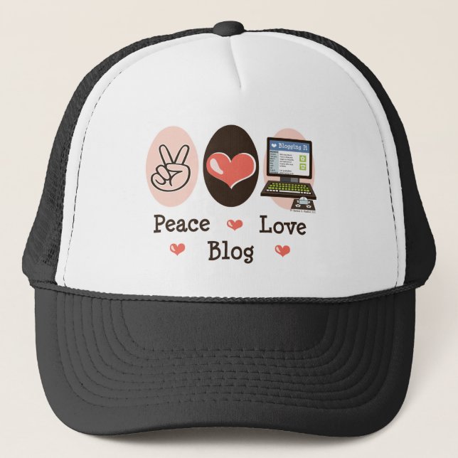 Casquette de blog d'amour de paix (Devant)
