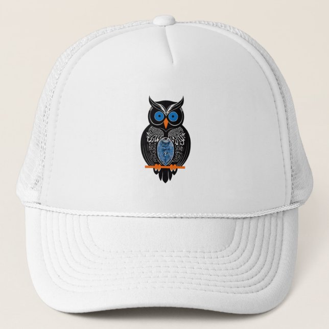Casquette de camionneur Black Owl (Devant)