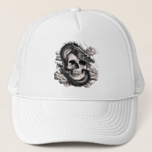 Casquette de camionneur crâne et dragon