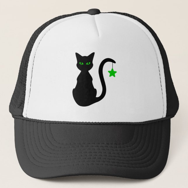 Casquette de camionneur de chat noir (Devant)