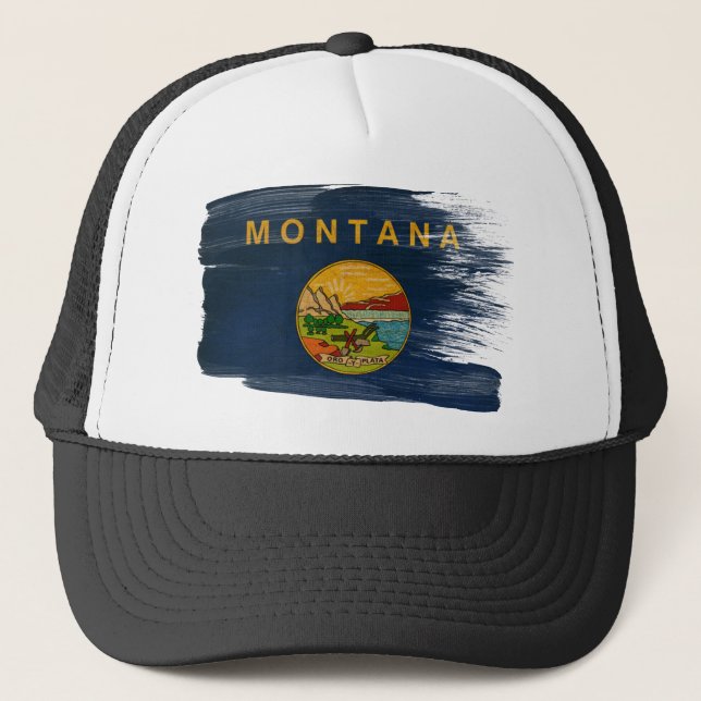 Casquette de camionneur de drapeau du Montana (Devant)