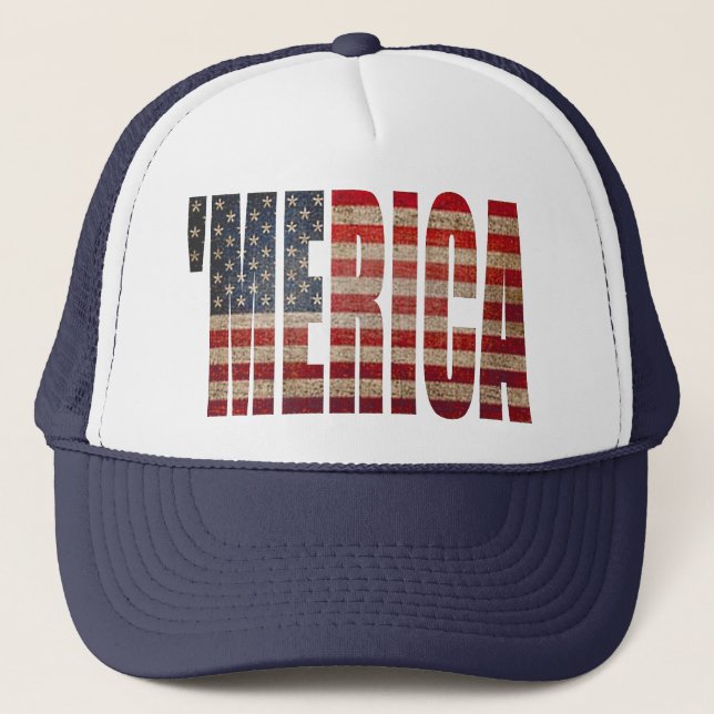 Casquette de camionneur de MERICA de drapeau (Devant)